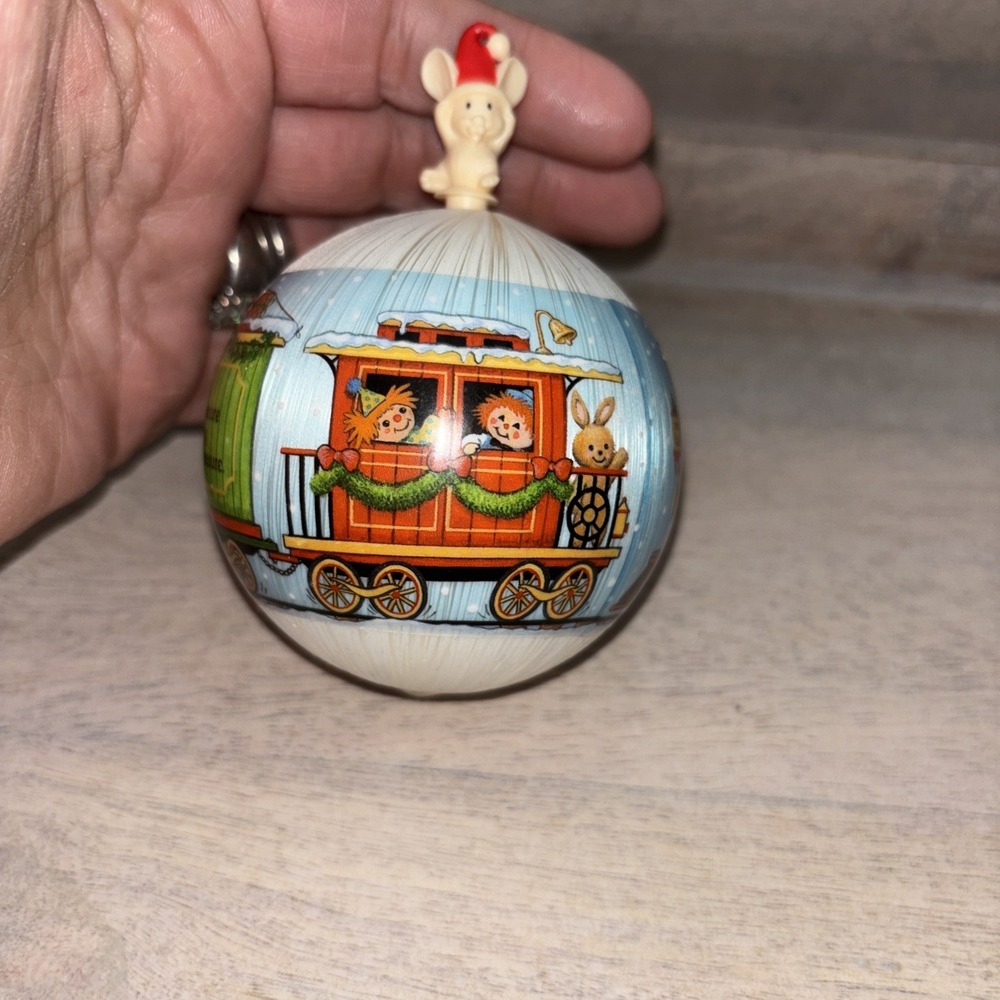 1984‎ Hallmark KEEPSAKE BABY'S FIRST CHRISTMAS BOY TRAIN WHITE SATIN ORNAMENT